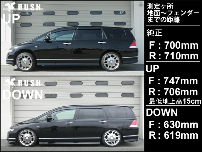 RUSH 車高調 オデッセイ RB1 RB2 AFS無車 前期 後期 車高短 モデル フルタップ車高調 全長調整式車高調 減衰力調整付 RUSH Damper COMFORT CLASS