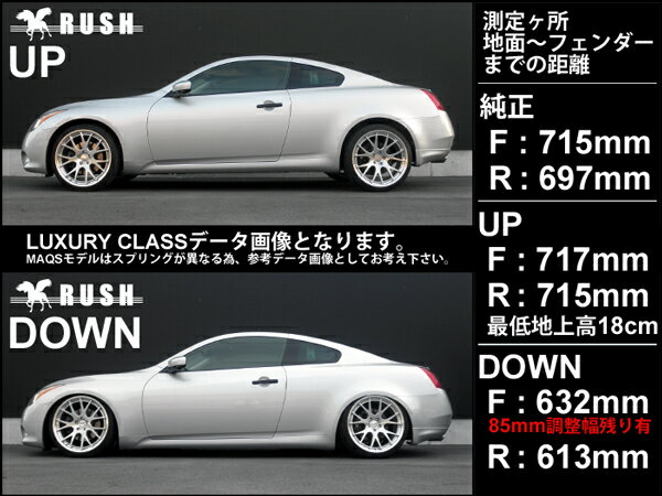 予約販売 RUSH 車高調 スカイライン クーペ CKV36 前期 後期 車高短 モデル フルタップ車高調 全長調整式車高調 減衰力調整付 RUSH Damper LUXURY CLASS