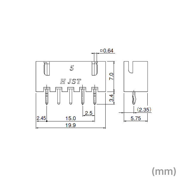 日本圧着端子製造(JST) B7B-XH-A(LF)(SN) 1個 コネクタ ベース付ポスト トップ型 7極 NN