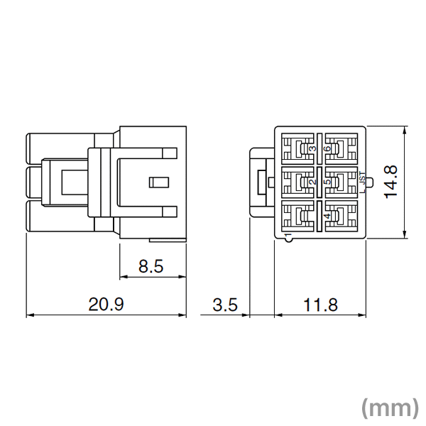 日本圧着端子製造(JST) YLP-06V 1個 リセプタクルハウジング(ピンコンタクト用) 6極 NN