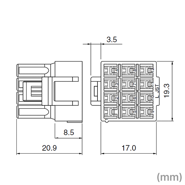 日本圧着端子製造(JST) YLP-12V 1個 リセプタクルハウジング(ピンコンタクト用) 12極 NN