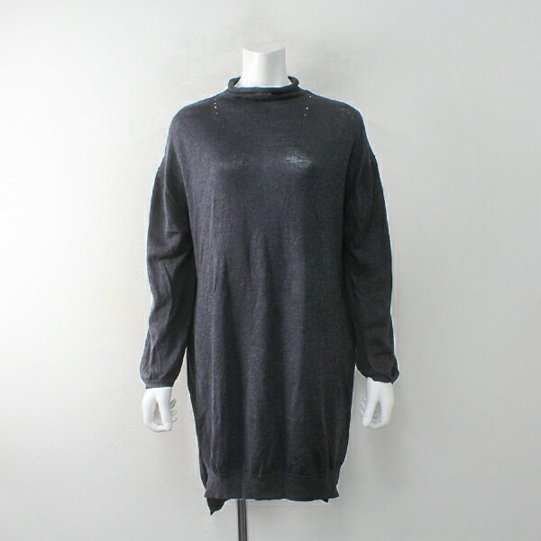 【期間限定価格】【毎日値下げセール】UNIVERSAL TISSU ユニバーサルティッシュ ウールリネン ハイネック ワイドニットプルオーバー/ブラック【240...