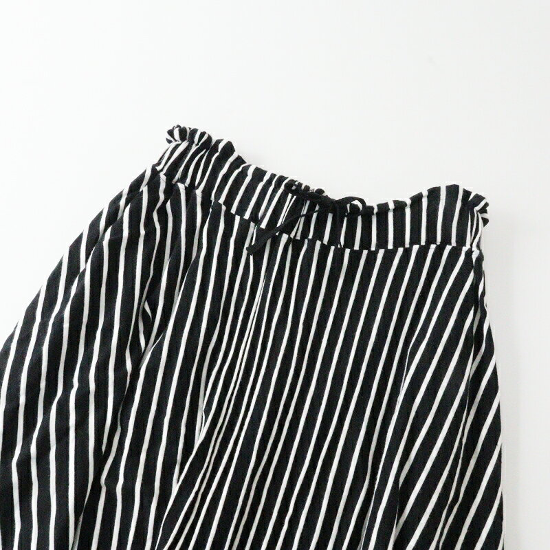 【期間限定価格】【サマーセール】ファクトリー FACTORY コットン ストライプ ギャザースカート 2/ブラック ボトムス【2400013635011】【中古】