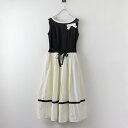 【期間限定価格】【スプリングセール】定価47300円 2023SS エムズグレイシー M'S GRACY バイカラー切替 ノースリーブサマードレス 36/ブラッ...