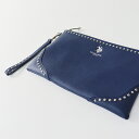 【スプリングセール】美品 ユーエスポロアッスン U.S. POLO ASSN. スタッズ クラッチバッグ/ネイビー【2400013813617】【中古】