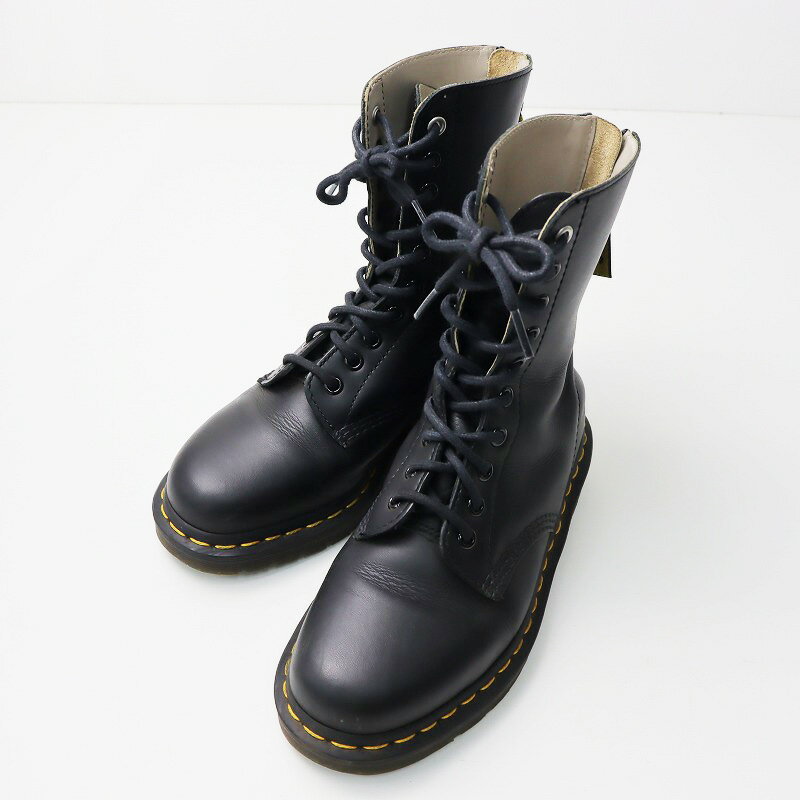 コラボ 定価5.7万 ワイズ × ドクターマーチン Y 039 s × Dr.Martens 10EYE BOOT ジップ 10ホールブーツ 6/ブラック 23cm【2400013845267】【中古】