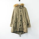 バーバリー ブルーレーベル BURBERRY BLUE LABEL ラクーンファー ボアライナー モッズコート 38/ベージュ系 フード【2400013858236】【中古】