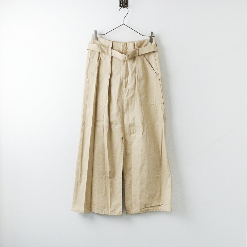 【スプリングセール】カレンテージ CURRENTAGE コットン ベルテッド ロングスカート M/ベージュ ボトムス【2400013965545】【中古】