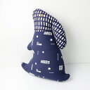 ミナペルホネン mina perhonen piece ウサギクッション/ネイビー 刺繍 うさぎ チェック柄【2400014002928】【中古】