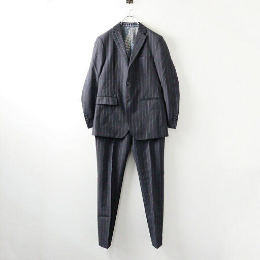 美品 イタリア製 エトロ ETRO ストライプ サマー スーツ 48/グレー系 裏地ペイズリー セットアップ モヘヤ混 裏地シルク【2400013981477】【中古】 美品 イタリア製 エトロ ETRO ストライプ サマー スーツ 48/グレー系 裏地ペイズリー セットアップ モヘヤ混 裏地シルク【2400013981477】【中古】