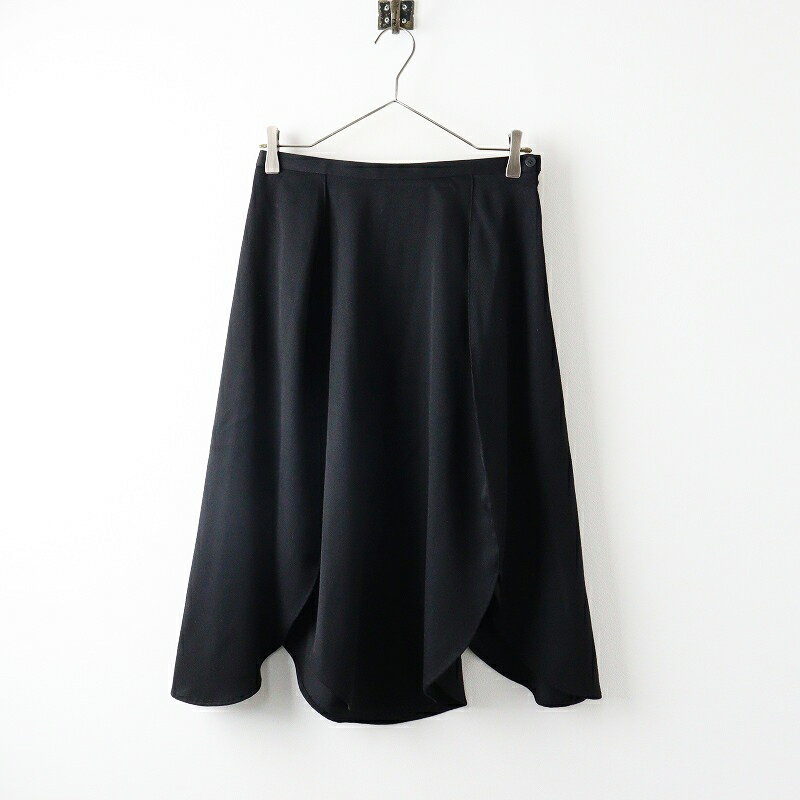 イッセイミヤケ ハート ISSEY MIYAKE heart haat HA93FG672 ウール混 ラウンドカット フレアスカート 2/ブラック 黒【2400014073430】【中古】