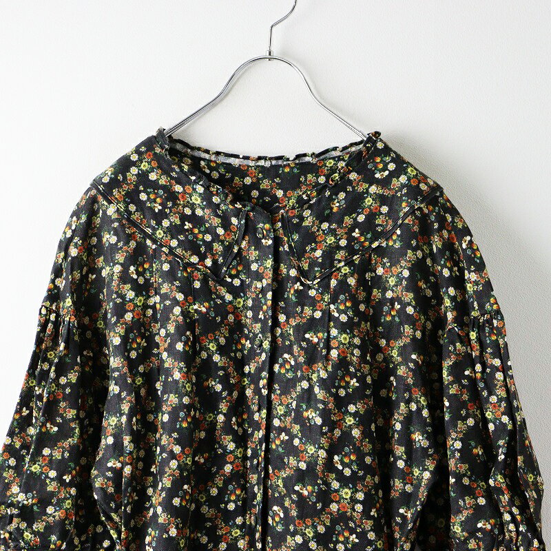 【期間限定価格】美品 定価3.7万 大きいサイズ ユキエモン yukiemon フランシュリッペ ダイヤブーケ オールインワン F/ブラック リネン【2400014145533】【中古】