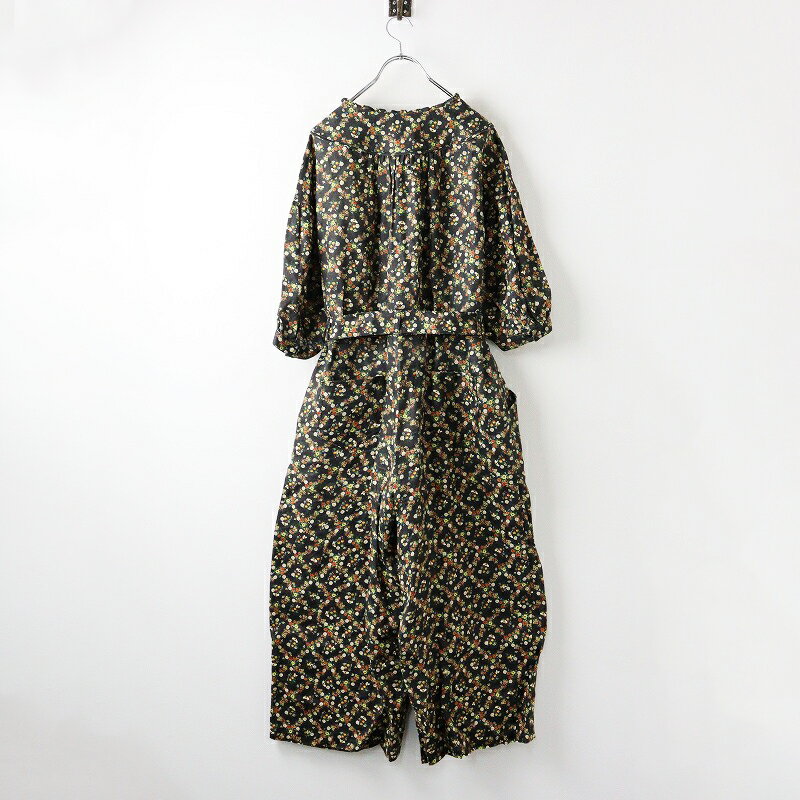 【期間限定価格】美品 定価3.7万 大きいサイズ ユキエモン yukiemon フランシュリッペ ダイヤブーケ オールインワン F/ブラック リネン【2400014145533】【中古】