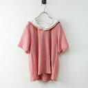 極美品 2024SS ピンクハウス PINK HOUSE 楊柳クレープセーラーカラーカットソー/ピンク ブラウス ボーダーコーラル ピコ【2400014202656】【中古】(4)