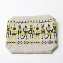美品 2023AW ミナペルホネン mina perhonen fun campagne pouch ファンカンパーニュポーチ /ベージュ 刺繍 小物入れ【24...