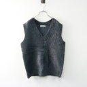 美品 ショコラフィネローブ chocol raffine robe シャギーVネックニットベスト F/グレー ノースリーブ トップス【2400014275599...
