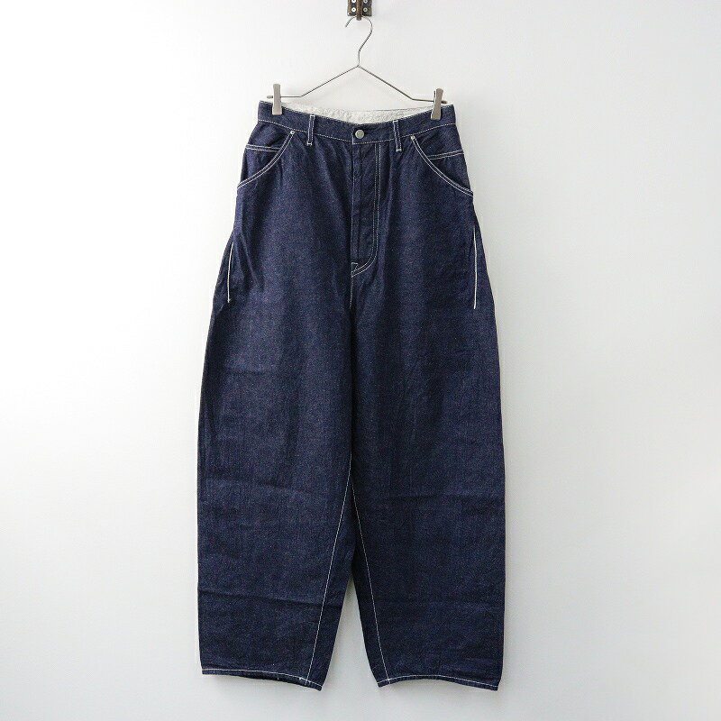 美品 ミナペルホネン mina perhonen every day ワイドデニムタックパンツ 36/インディゴ ジーンズ【2400014310184】【中古】