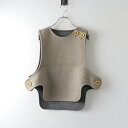 【期間限定価格】美品 2022AW エンフォルド ENFOLD VEST メルトン ショートベスト 38/ベージュ ノースリーブ 変形 ショルダーボタン【240...