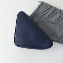 美品 2018 バレンシアガ BALENCIAGA TRYANGLE トライアングル クラッチバッグ/■ネイビー ロゴ レザー 三角【2400014330199...