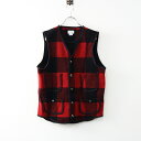 【期間限定価格】イタリア製 ウールリッチ WOOLRICH アーカイブアイテム バッファローチェック ウールベスト S■レッド 【2400014328530】【...