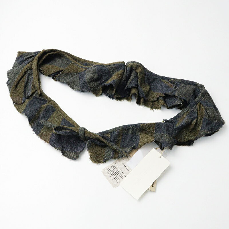 【期間限定価格】未使用 2022AW ネストローブ nest Robe ヴラスブラム Vlas Blomme Forest Check フリル付け衿 F/カーキ ネイビー【2400014350548】【中古】