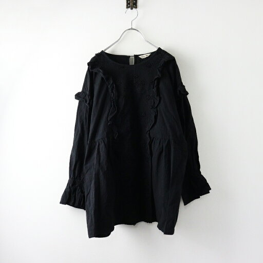 2024AW サマンサモスモス Samansa Mos2 SM2 3D刺繍フリルチュニック F ブラック 黒/ブラウス シャツ トップス【2400014381108】【中古】 2024AW サマンサモスモス Samansa Mos2 SM2 3D刺繍フリルチュニック F ブラック 黒/ブラウス シャツ トップス【2400014381108】【中古】