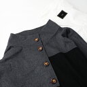 【期間限定価格】美品 アズノゥアズ AS KNOW AS カラーパネルコート F/ブラック系 配色 ウール混 アウター ロング ワイド【2400014388688】【中古】