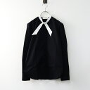 【期間限定価格】Archive 2014 SAINT LAURENT PARIS 367270 サンローランパリ クレリックリボンシャツ F36 ブラック/ブラウス【2400014387612】【中古】