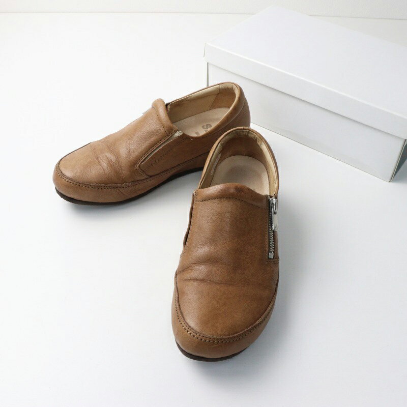 【期間限定価格】サヤ SAYA 51157 レザースリッポンシューズ 23.5cm/ブラウン ジップ サイドゴア 靴 革【2400014469899】【中古】