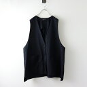 美品 ミズイロインド mizuiro ind deep V neck wide vest ディープ Vネック ワイド ベスト /ネイビー 羽織り ジレ【2400...
