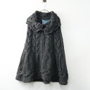 大きいサイズ アズノゥアズオオラカ AS KNOW AS olaca ハイネック ケーブルニット ポンチョ 19/グレー 【2400014505993】【中古】