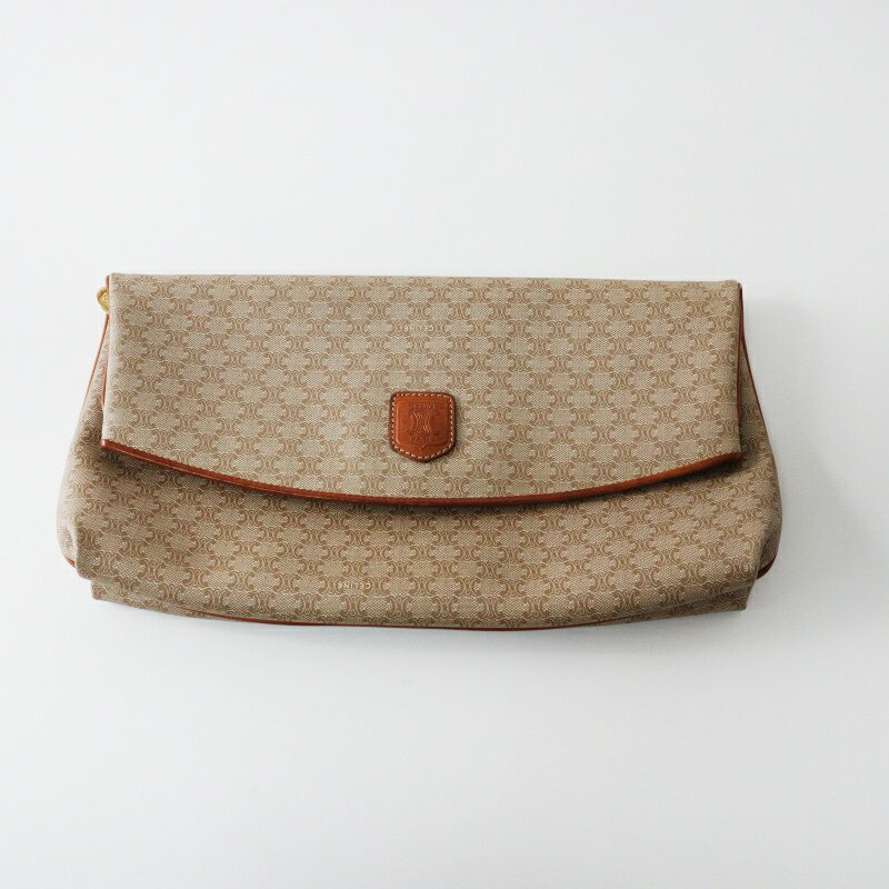 VINTAGE CELINE ヴィンテージ セリーヌ マカダム クラッチバッグ ベージュ//ハンドバッグ ロゴ【2400014510621】【中古】