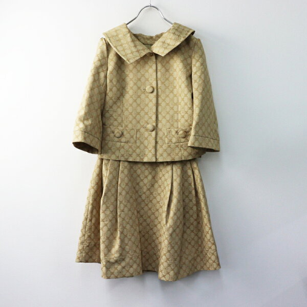 ブランド古着 買取販売 TRESORの美品 クレイサス CLATHAS モノグラムジャガード セットアップ スカートスーツ 38 ベージュ/ジャケット【2400014528220】【中古】|詳細画像