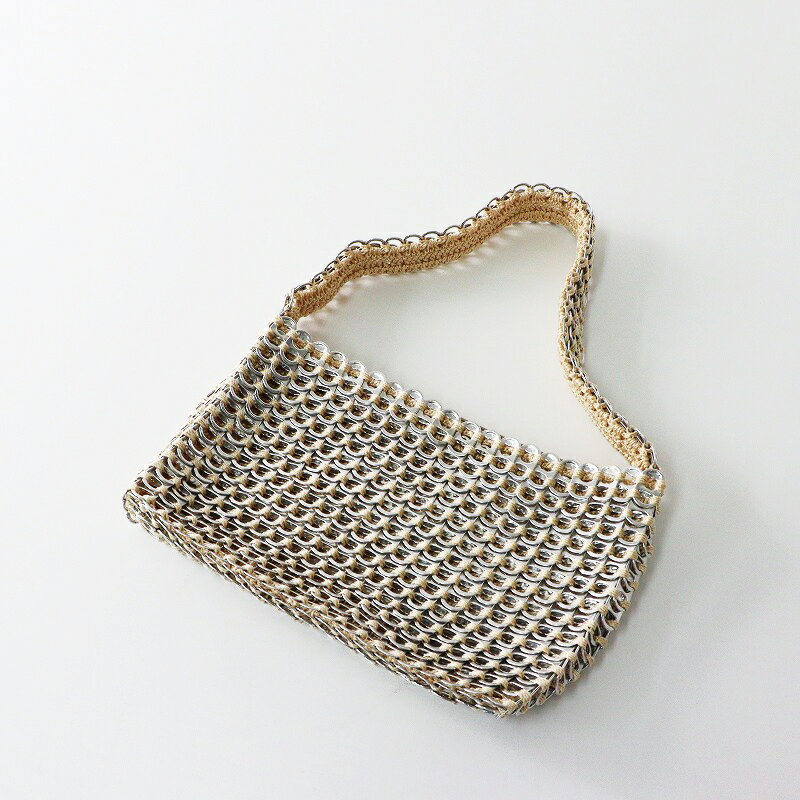 エスカマ ESCAMA STUDIO プルタブバック メッシュ ショルダーバッグ ｜シルバー ベージュ ハンドバッグ..