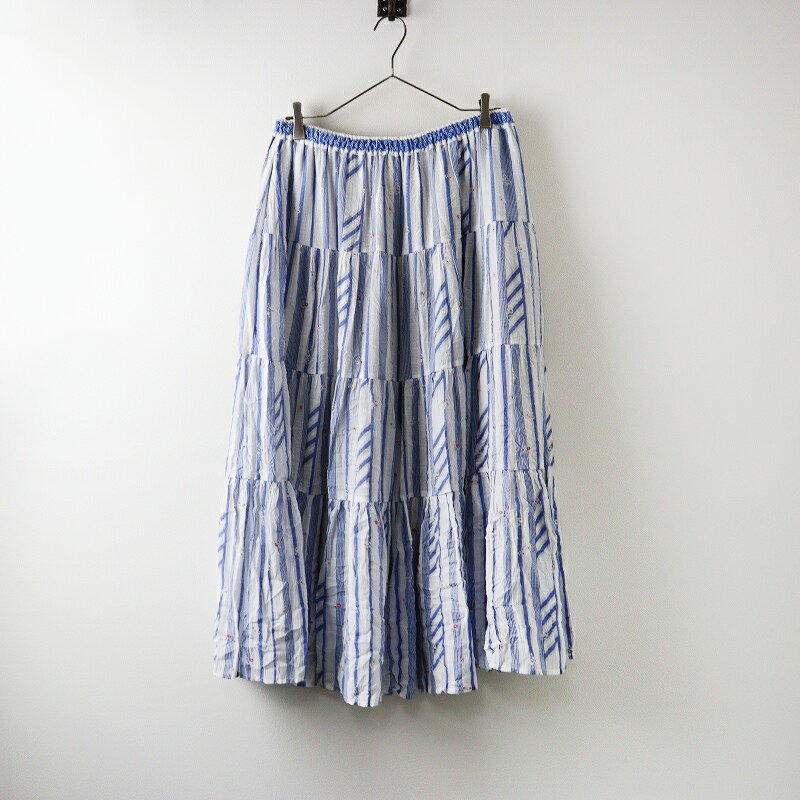大きいサイズ アズノゥアズ オオラカ AS KNOW AS olaca 旅のおともワッシャースカート ｜ブルー ホワイト ボトムス【2400014586510】【中古】