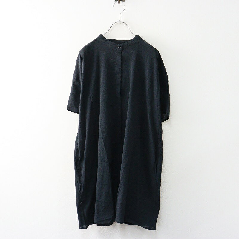 【期間限定価格】美品 2025SS スタジオクリップ studio CLIP コットンバンドカラーチュニック F＼ブラック ブラウス ワイピース【2400014596267】【中古】