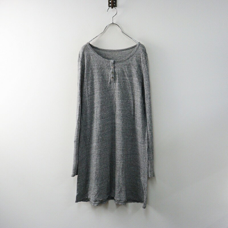 ネストローブ nest Robe コットンヘンリーネックメランジカットソーチュニック＼グレー プルオーバー Tシャツ 長袖【2400014614466】【中古】