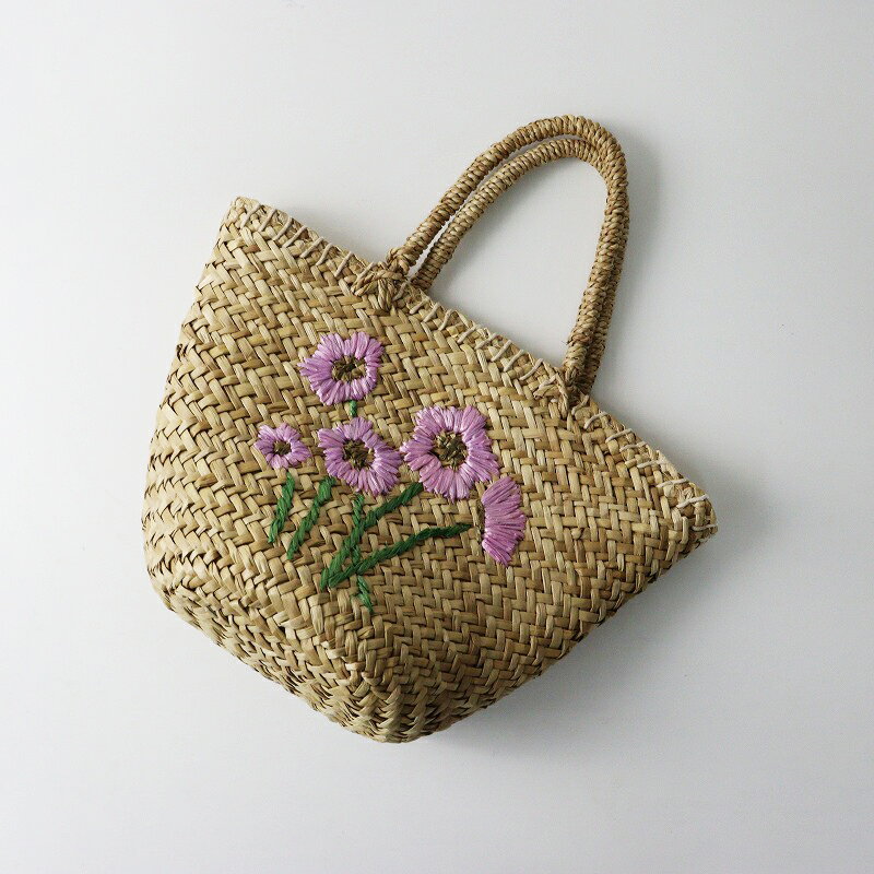 美品 スタジオクリップ studio CLIP フラワー刺繍かごバッグ F ナチュラル┃かご ハンドバッグ 花柄【24..