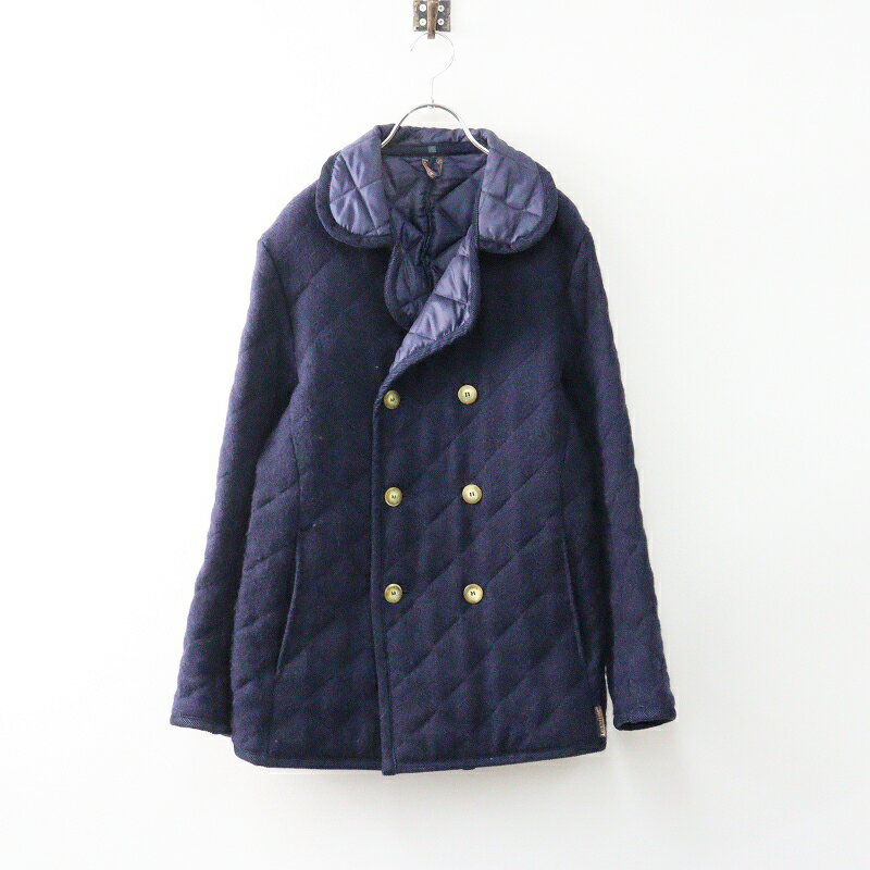 【期間限定価格】イギリス製 ラベンハム LAVENHAM ダブルボタン ウールキルティングジャケット 34 ネイビー┃ブルゾン アウター【2400014653373】【中古】