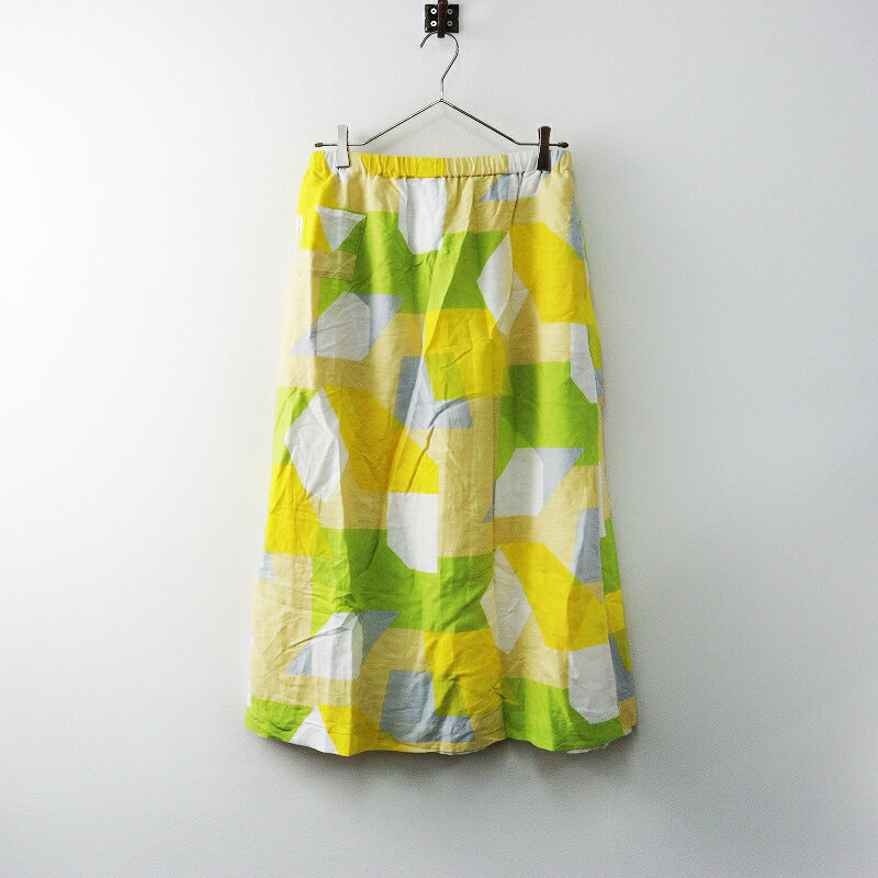 ソウソウ SOU SOU 京都 京型友禅 双筒衣 三稜鏡 スカート＼イエロー リネン イージー ゴム【2400014607..