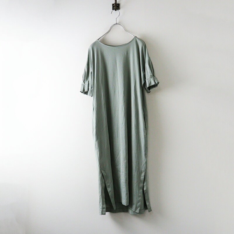 美品 北欧、暮らしの道具店 KURASHI&Trips PUBLISHING 袖口タックのワンマイルワンピース＼ミントグリーン ドレス【2400014663778】【中古】