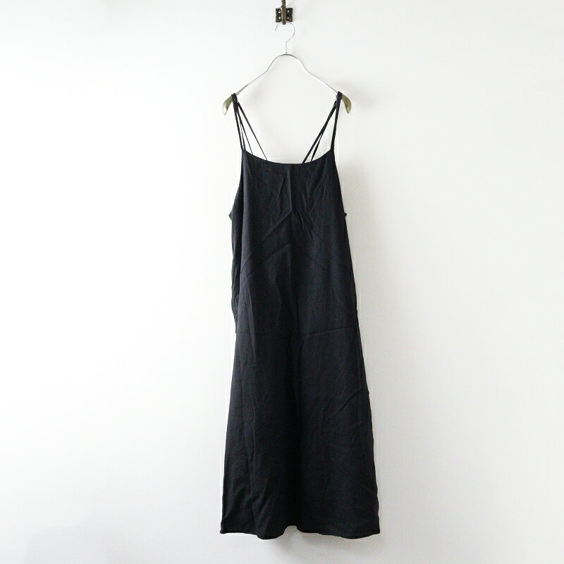 北欧、暮らしの道具店 KURASHI&Trips PUBLISHING 後ろ姿もとっておきのキャミソールワンピース＼ブラック リネン ドレス【2400014660654】【中古】