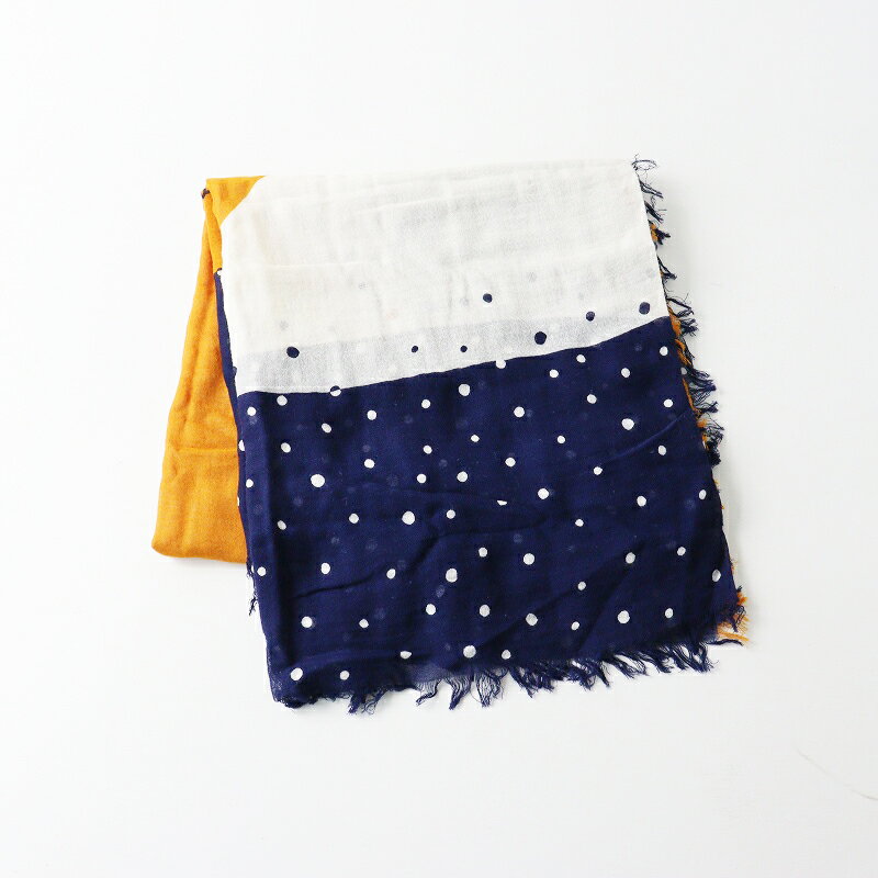 【期間限定価格】パラスパレス Pal'las Palace コットンガーゼ 配色プリント 大判ストール ネイビー×ベ..