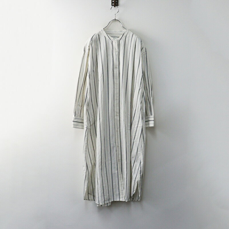 北欧、暮らしの道具店 KURASHI&Trips PUBLISHING 「秋の装いかろやかに」ストライプの2WAYワンピース M｜オフホワイト【2400014682533】【中古】