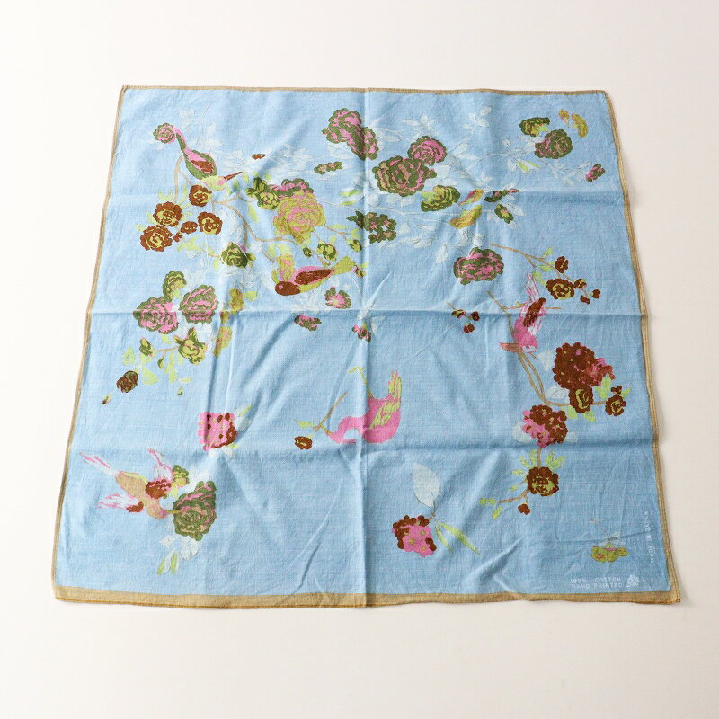 フォーティーファイブアール 45R インドカディシャツデニムのお花畑バンダナ ｜ライトブルー ハンカチ..