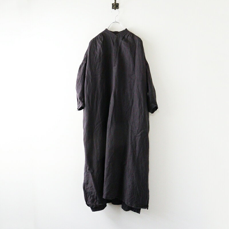 suzuki takayuki スズキ タカユキ 染色加工 リネンレーヨン ペザントドレス チャコールグレー┃プルオーバーワンピース【2400014669701】【中古】