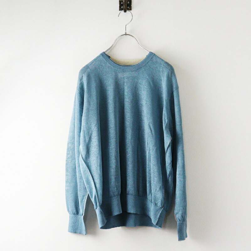美品 パラスパレス pal'las palace 染色加工 リネンブレンド シアーニットプルオーバー 0 ライトブルー..