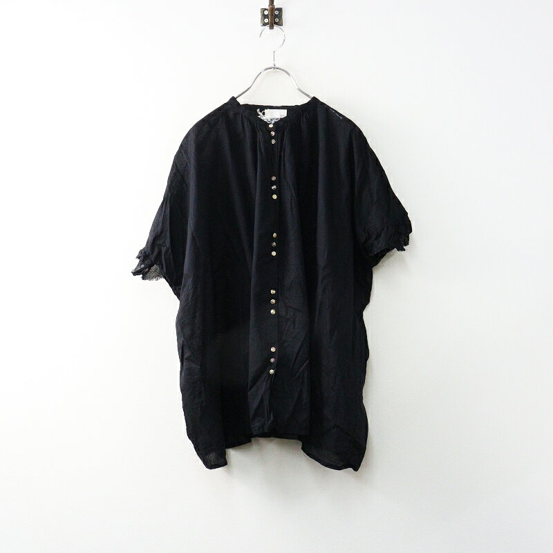 【期間限定価格】極美品 25SS アラクリティー コロニー a koloni コットンリネン フリルスリーブチュニック F＼ブラック ワイド ブラウス【2400014711592】【中古】