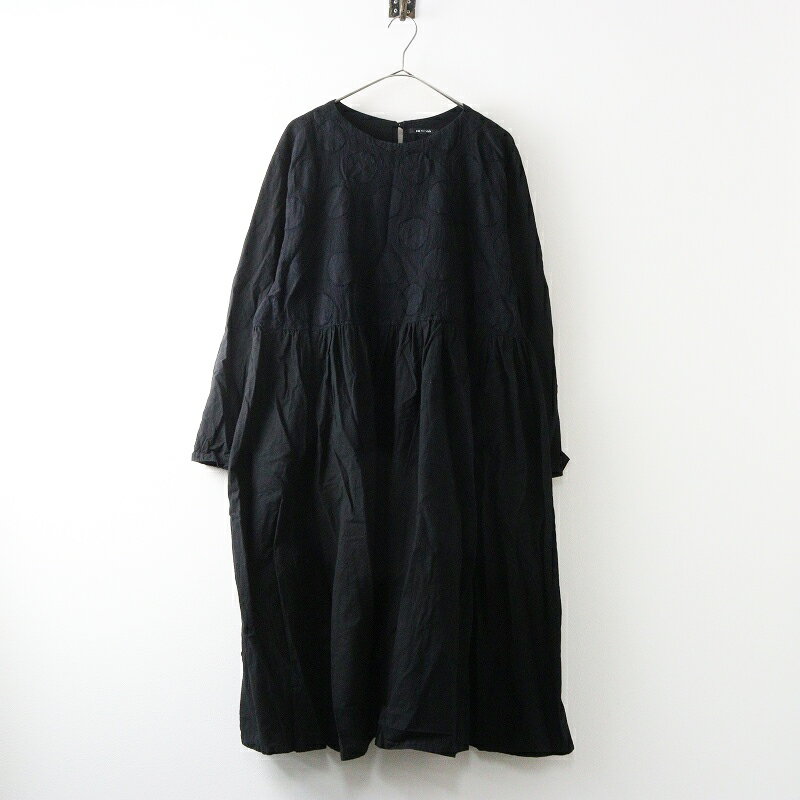 Rakuten - パドカレ pas de calais ドットジャガードギャザーワンピース 36＼ブラック ドレス フレア コットン【2400014952759】【中古】