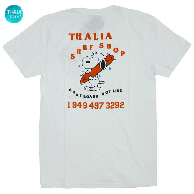 US限定 Snoopy THALIA SURF SHOP コラボ Surfboard HotlineTee 白 Tシャツ/スヌーピー タリアサーフショップ